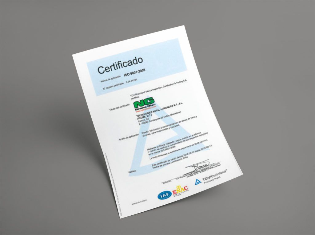 Certificación TÜV y política de calidad